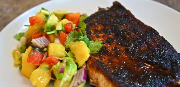 #htmlcaption_2064 Blackened Swordfish with Mango Avocado Salsa